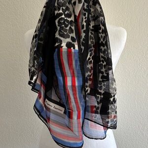 Franco Laurenti Stylish Black Leopard & Stripe Lightweight Women's Scarf